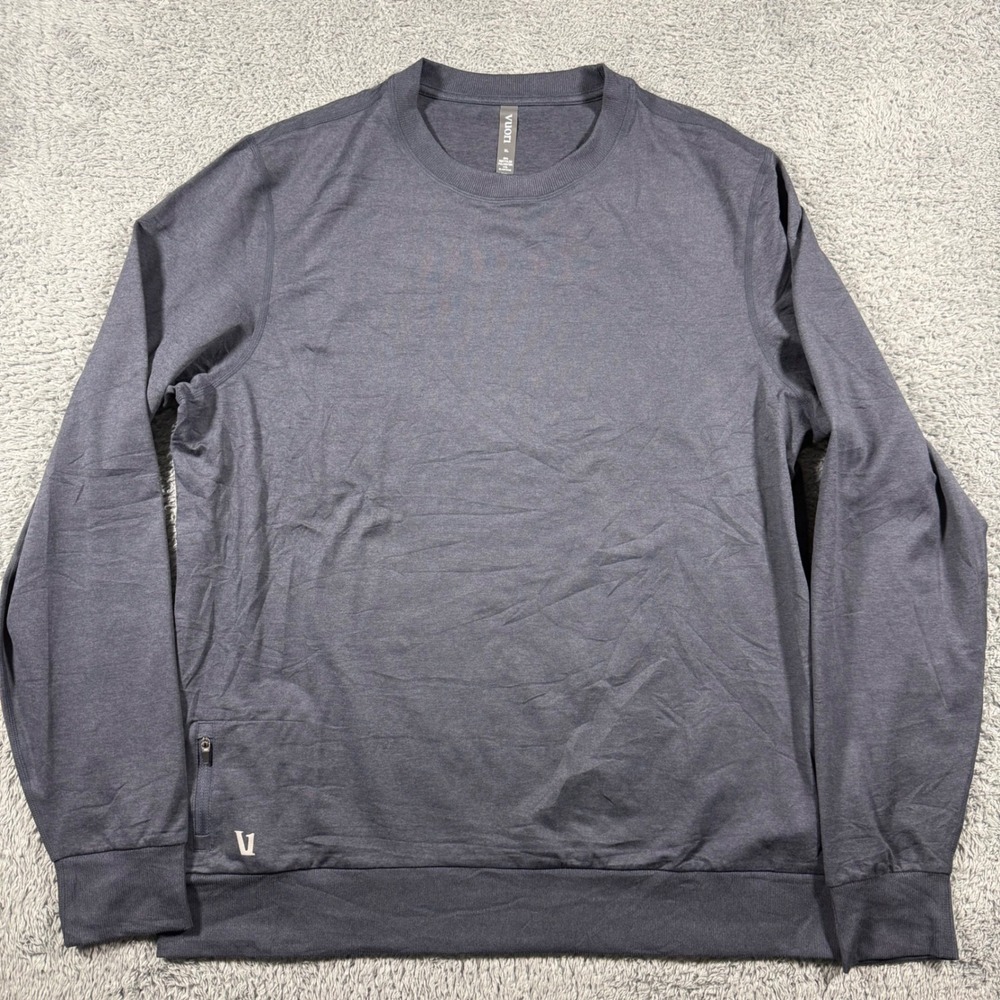 Vuori Ponto Performance Crewneck Mens XL Charcoal Grey Zip Pocket Pullover